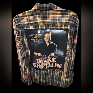 Upcycled BLAKE SHELTON Northwest Plaid Shirt Jacket with Graphic Back
